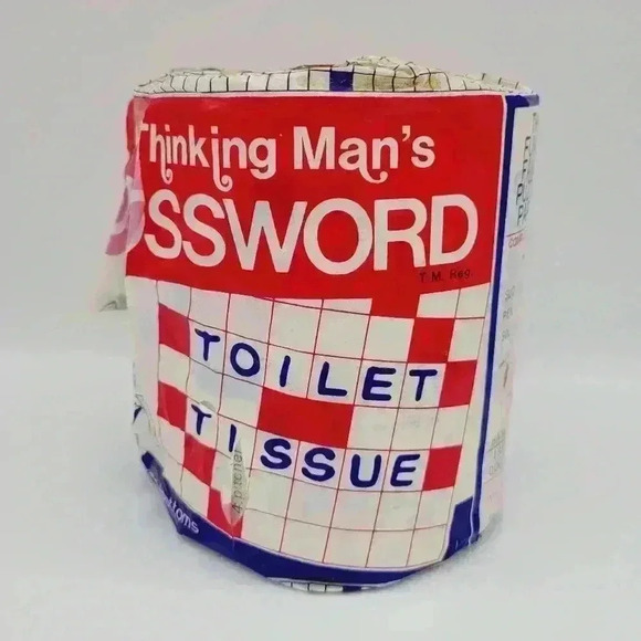 VTG 1975 Crossword Puzzle Toilet Tissue Paper The Thinking Man's Bathroom - Picture 3 of 9